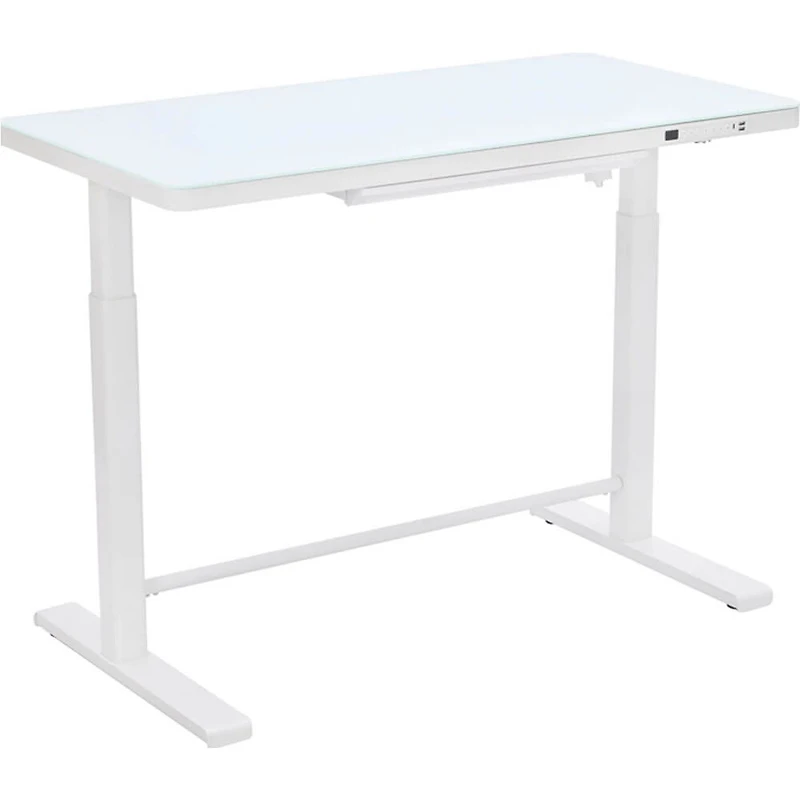 Rise Up Glass Electric Standing Desk - White