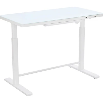 Rise Up Glass Electric Standing Desk - White