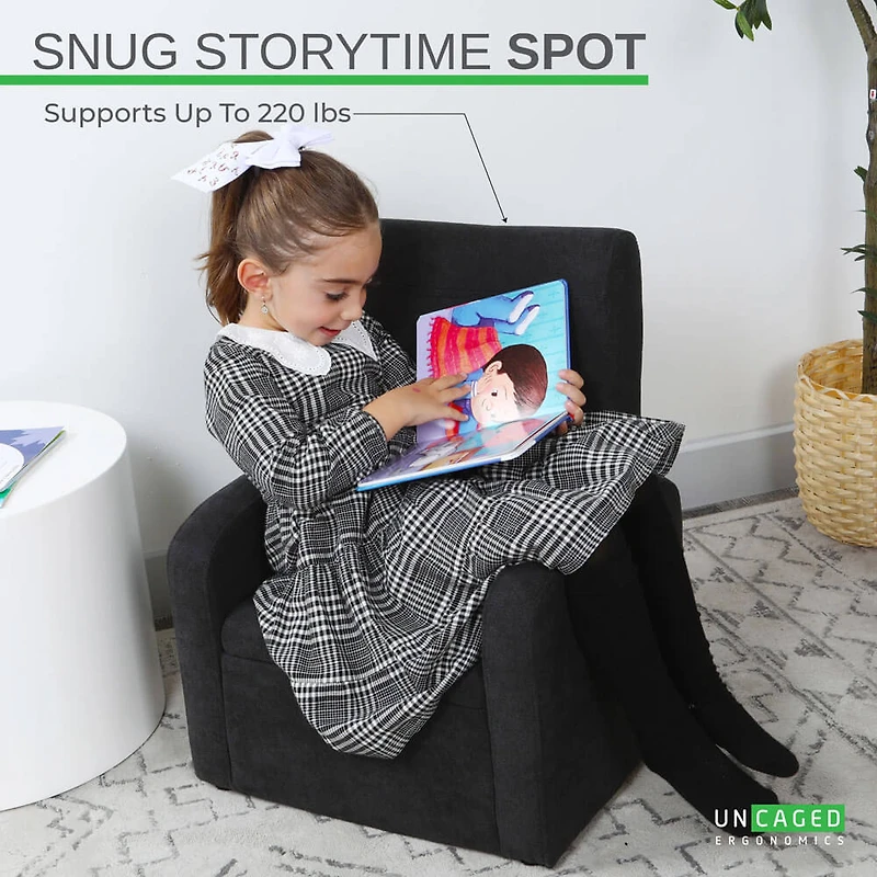 Stash Mini Kids Folding Sofa Chair - Pirate Black - OPEN BOX