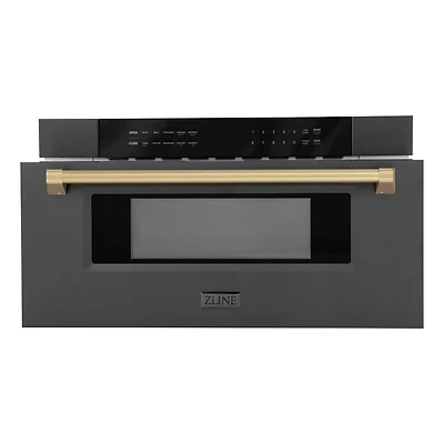 1.2 Cu. Ft. Autograph Edition Black Stainless Built-In Microwave Drawer with Champagne Bronze Accents