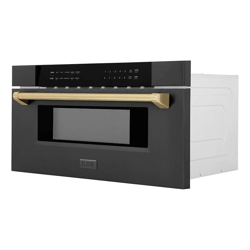 1.2 Cu. Ft. Autograph Edition Black Stainless Built-In Microwave Drawer with Champagne Bronze Accents