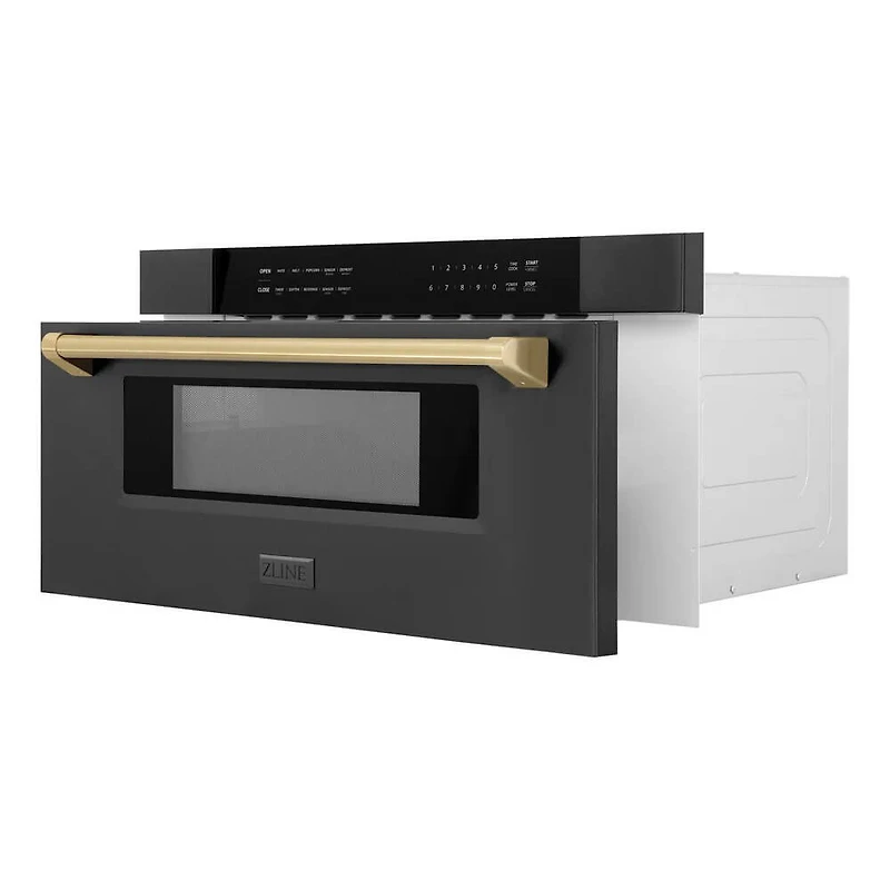 1.2 Cu. Ft. Autograph Edition Black Stainless Built-In Microwave Drawer with Champagne Bronze Accents