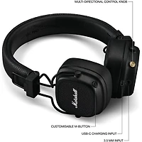 Major V Wireless On-Ear Headphones - Black