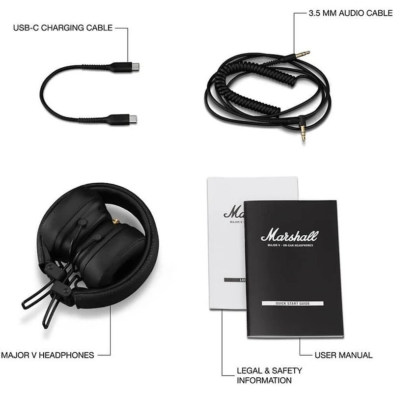 Major V Wireless On-Ear Headphones - Black