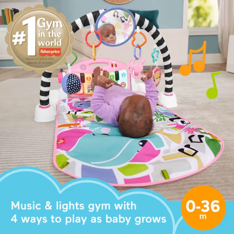 Glow and Grow Kick and Play Piano Gym Baby Playmat - Pink