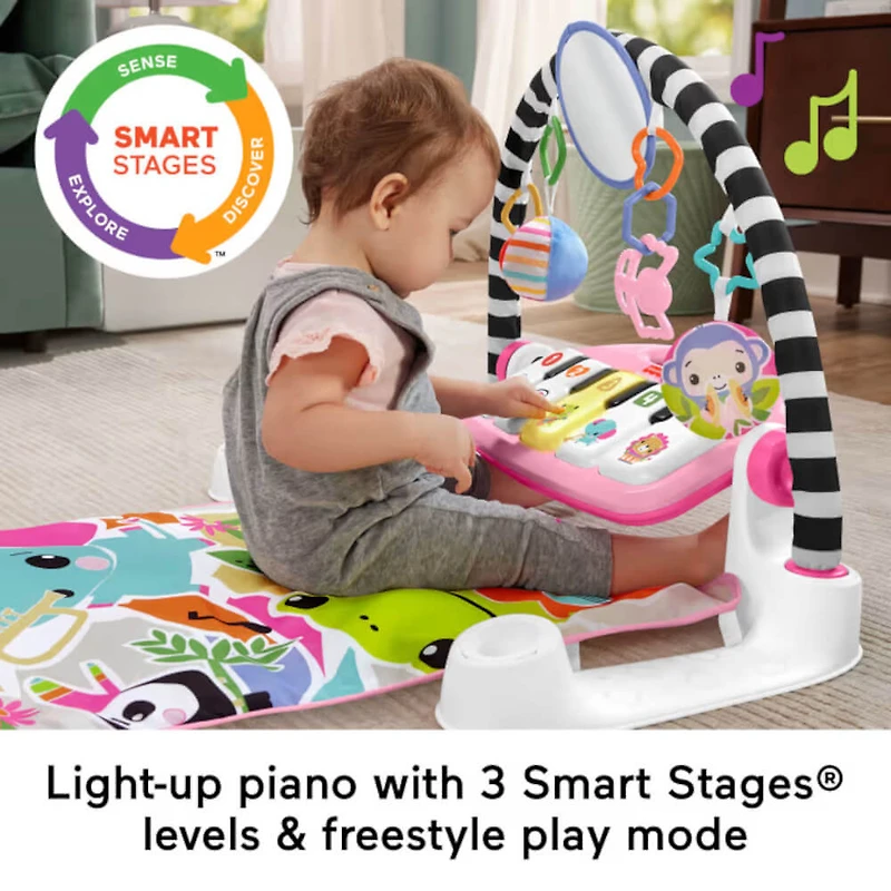 Glow and Grow Kick and Play Piano Gym Baby Playmat - Pink