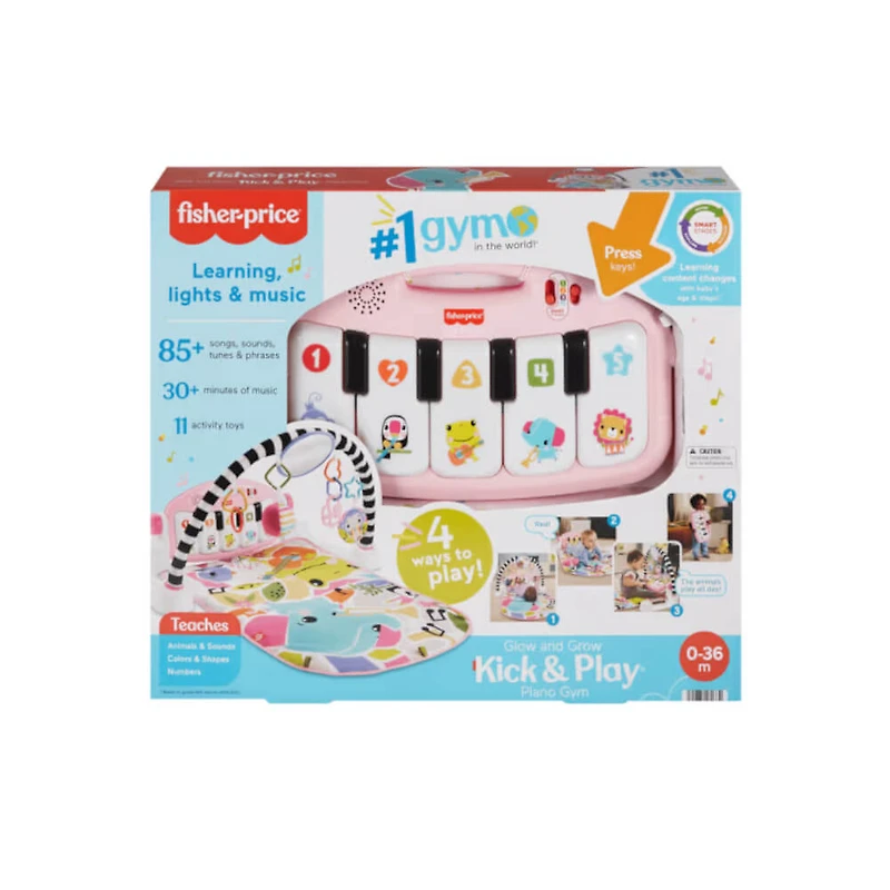 Glow and Grow Kick and Play Piano Gym Baby Playmat - Pink