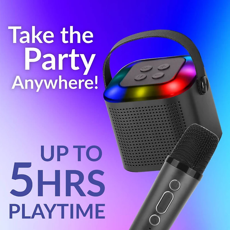 Mini Bluetooth Karaoke Speaker with Wireless Mic - Black