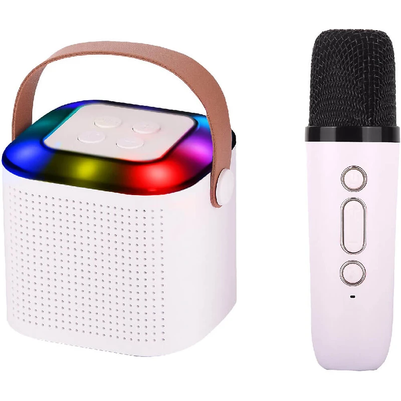 Mini Bluetooth Karaoke Speaker with Wireless Mic - White