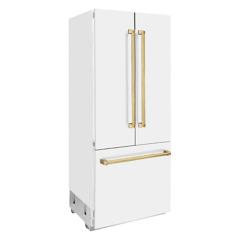 19.6 Cu. Ft. White Matte 3-Door French Door Built-In Refrigerator
