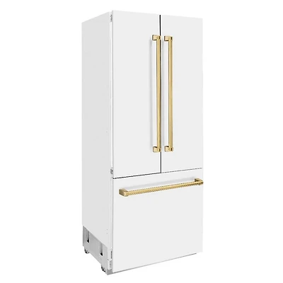 19.6 Cu. Ft. White Matte 3-Door French Door Built-In Refrigerator