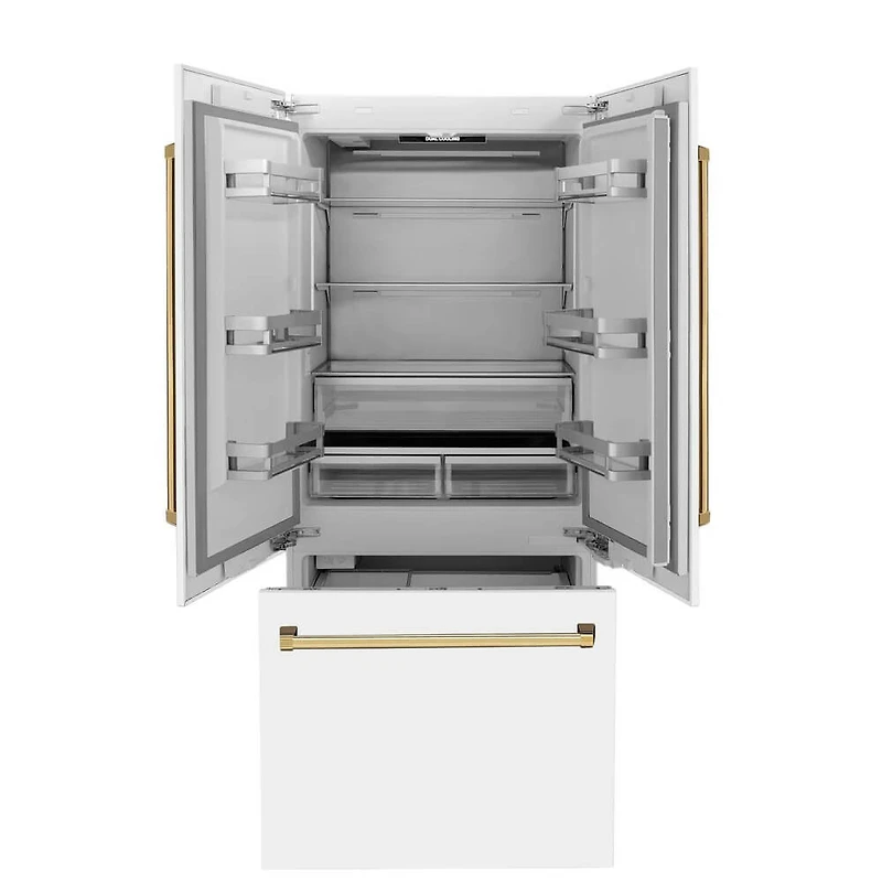 19.6 Cu. Ft. White Matte 3-Door French Door Built-In Refrigerator