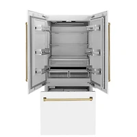 19.6 Cu. Ft. White Matte 3-Door French Door Built-In Refrigerator