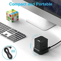 Cube Surge Protector Power Strip With USB Ports