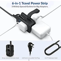 Travel Power Strip with USB Ports