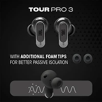 Tour Pro 3 Wireless Noise Cancelling Earbuds with Smart Charging Case - Black