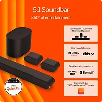 5.1 Channel Soundbar with Wireless Subwoofer and Speakers