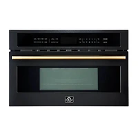 1.6 Cu. Ft. Oliena Espresso Series Black with Brass Handles Built-In Microwave Oven