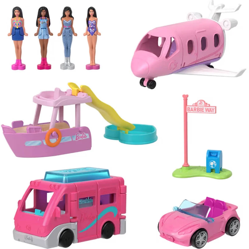 Barbie Mini BarbieLand 4-Pack & Vehicle Set