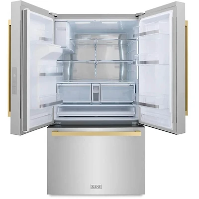 28.9 Cu. Ft. Stainless 3-Door French Door Refrigerator with Champagne Bronze Square Handles