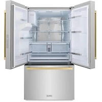 28.9 Cu. Ft. Stainless 3-Door French Door Refrigerator with Champagne Bronze Square Handles