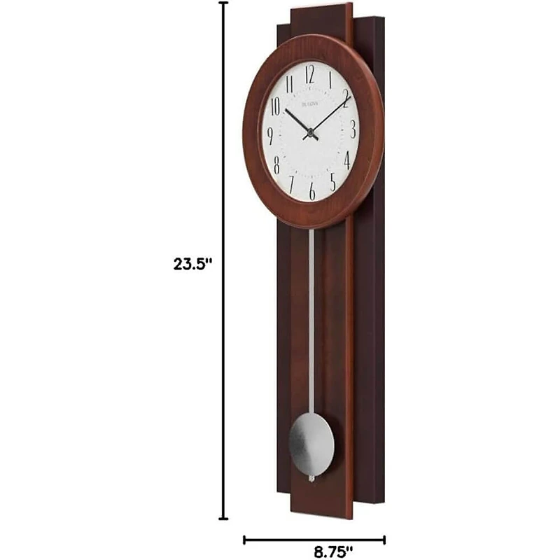 Avent Wood Pendulum Wall Clock Two Tone - Walnut/Mahogany - OPEN BOX