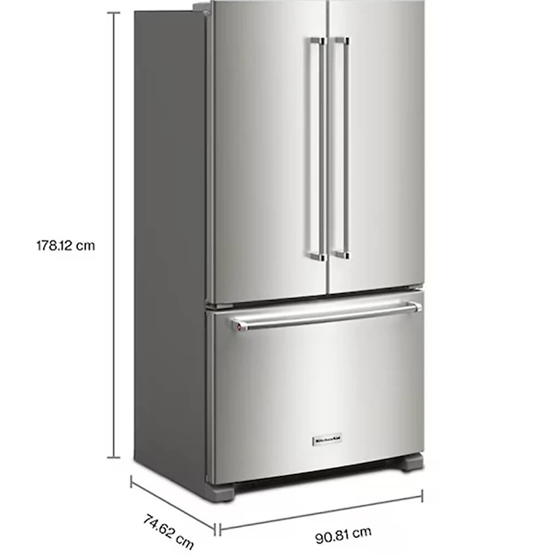20 Cu. Ft. Stainless 3-Door French Door Counter Depth Refrigerator