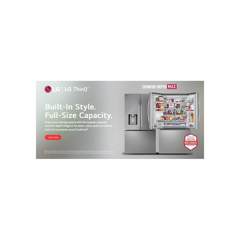 26 Cu. Ft. Stainless Counter-Depth French Door Smart Refrigerator