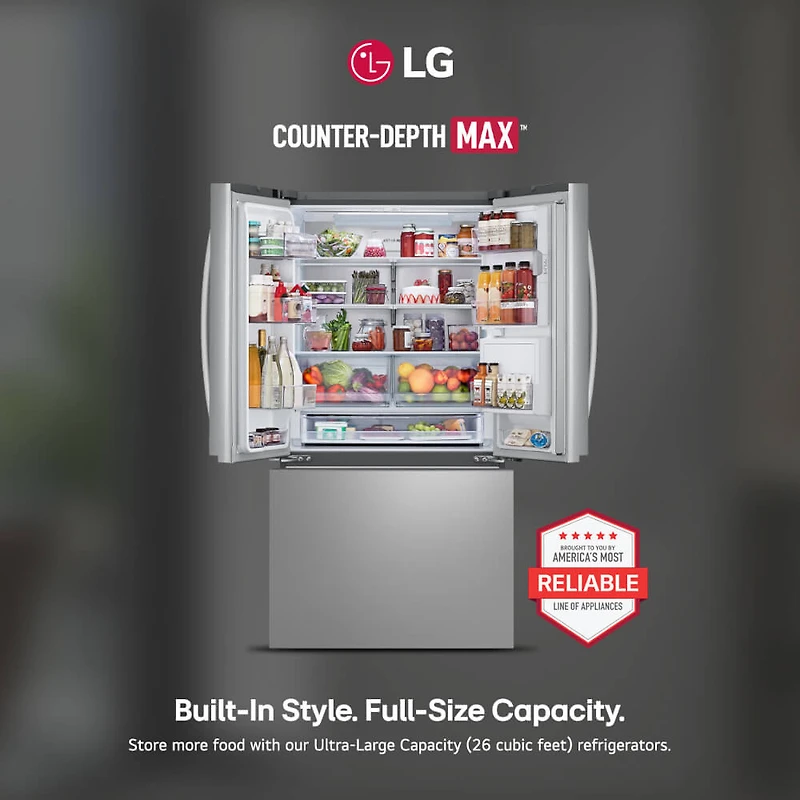 26 Cu. Ft. Stainless Counter-Depth French Door Smart Refrigerator