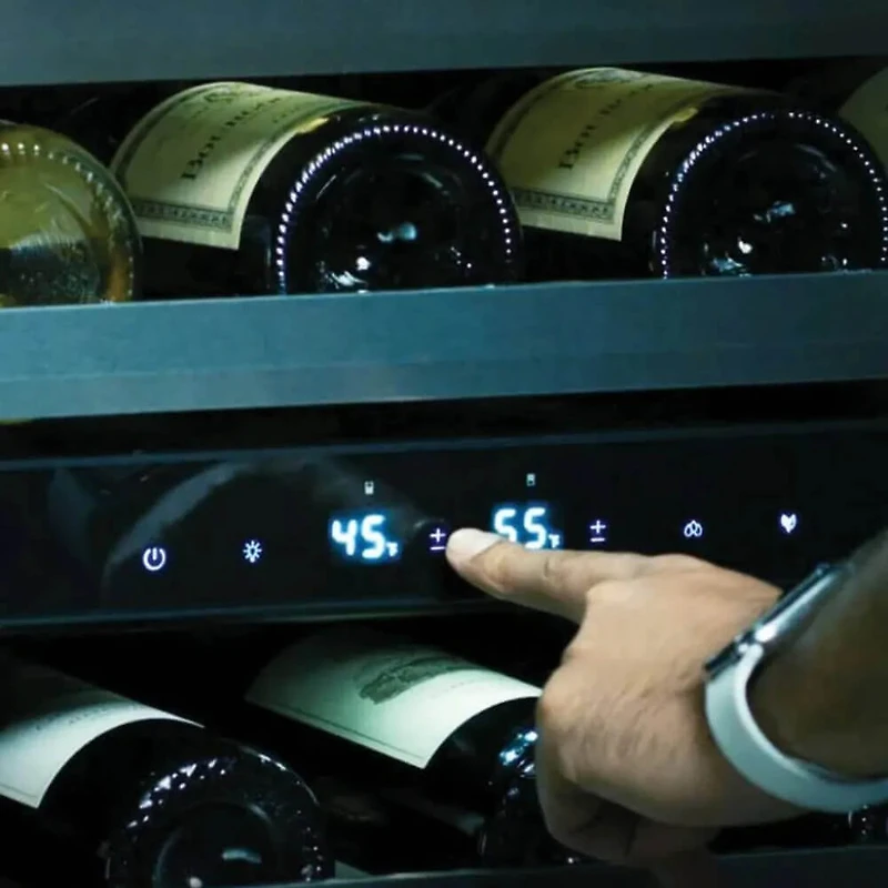 46 Bottle Black/Glass Door Built-In Dual Zone Wine Cooler