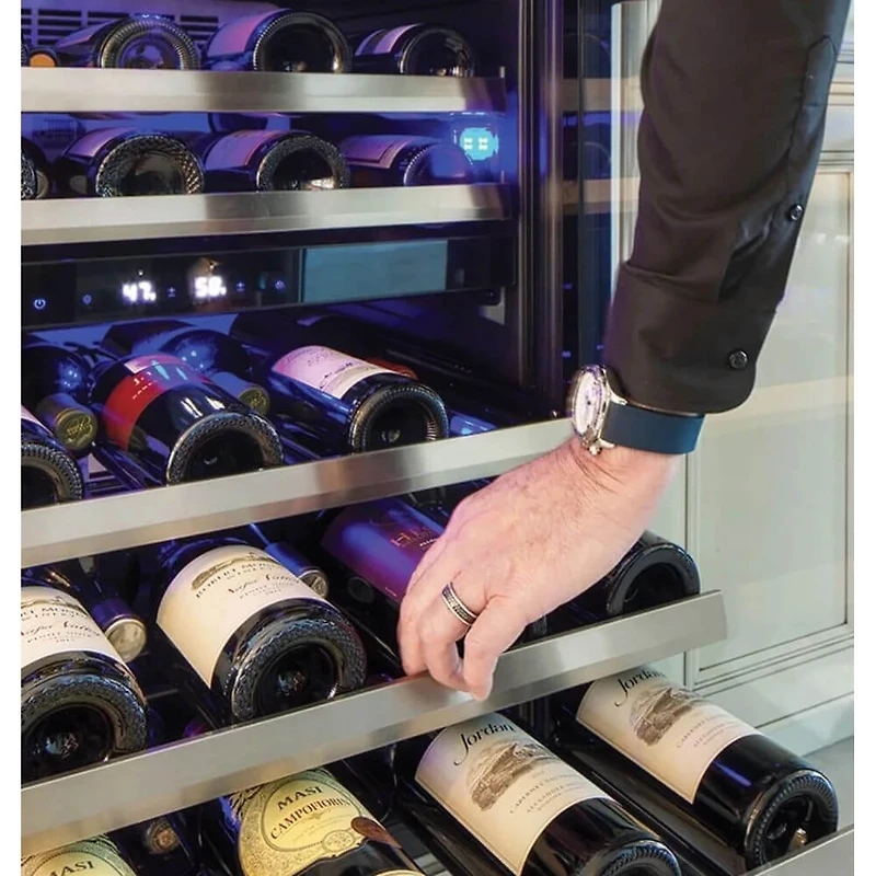 46 Bottle Black/Glass Door Built-In Dual Zone Wine Cooler