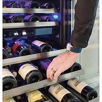 46 Bottle Black/Glass Door Built-In Dual Zone Wine Cooler