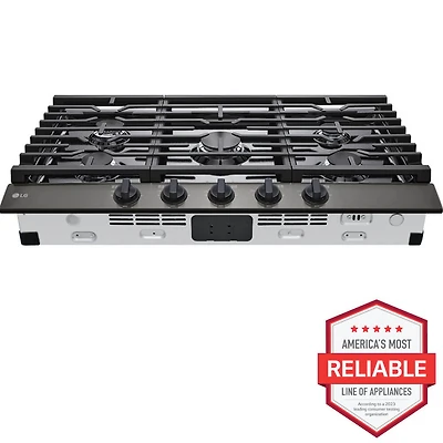 36 inch Black Stainless 5 Burner Gas Cooktop