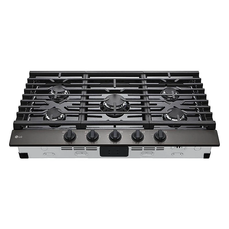 36 inch Black Stainless 5 Burner Gas Cooktop