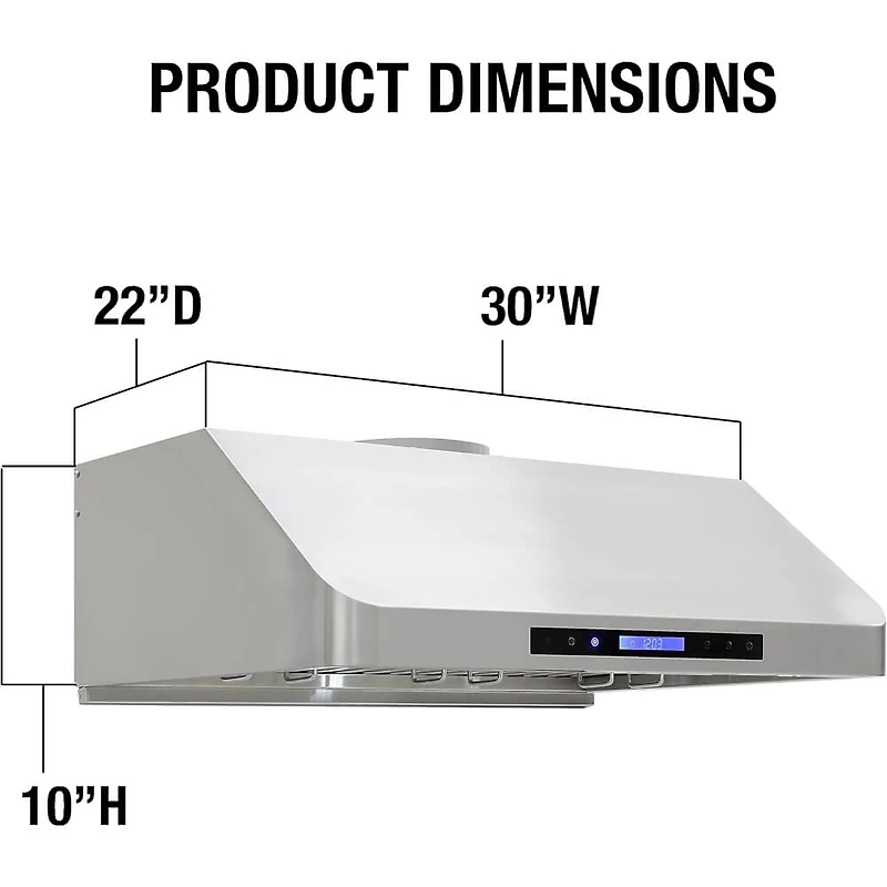inch Stainless Steel Under-Cabinet Range Hood w/ Exhaust Duct