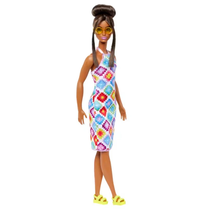 Barbie Fashionistas #210 With Bun and Crochet Halter Dress Doll