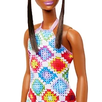 Barbie Fashionistas #210 With Bun and Crochet Halter Dress Doll
