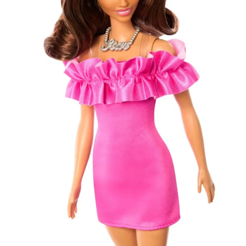 Barbie Fashionistas #217 with Brown Wavy Hair and Pink Dress 65th Anniversary Doll