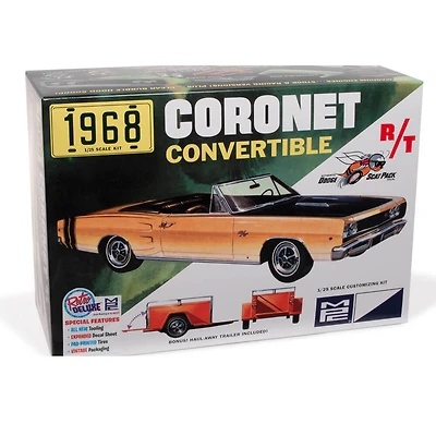 1968 Dodge Coronet Convertible w/ Trailer 1:25 Scale Model Kit