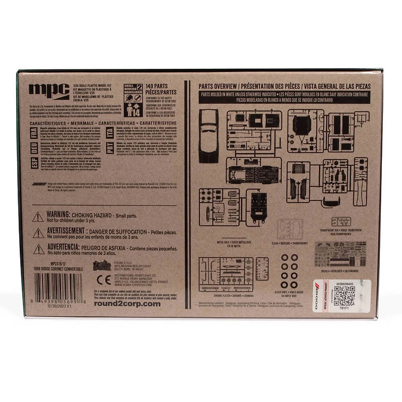 1968 Dodge Coronet Convertible w/ Trailer 1:25 Scale Model Kit