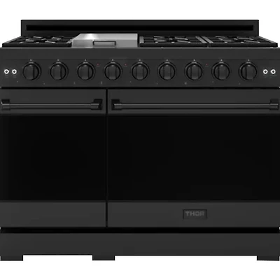 6.8 Cu. Ft. Matte Black Gordon Ramsay Collection Freestanding Double Oven Gas Range