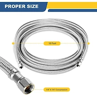 10 FT Stainless Steel Braided Refrigerator Water Line