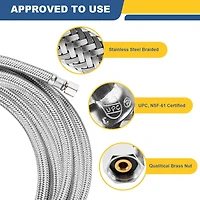 10 FT Stainless Steel Braided Refrigerator Water Line