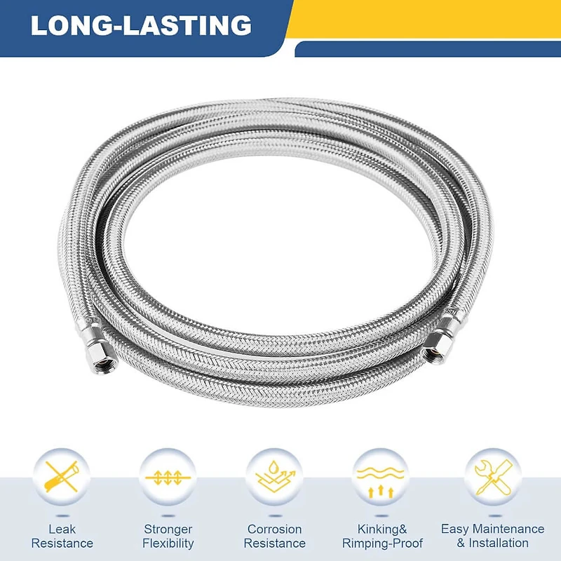 10 FT Stainless Steel Braided Refrigerator Water Line