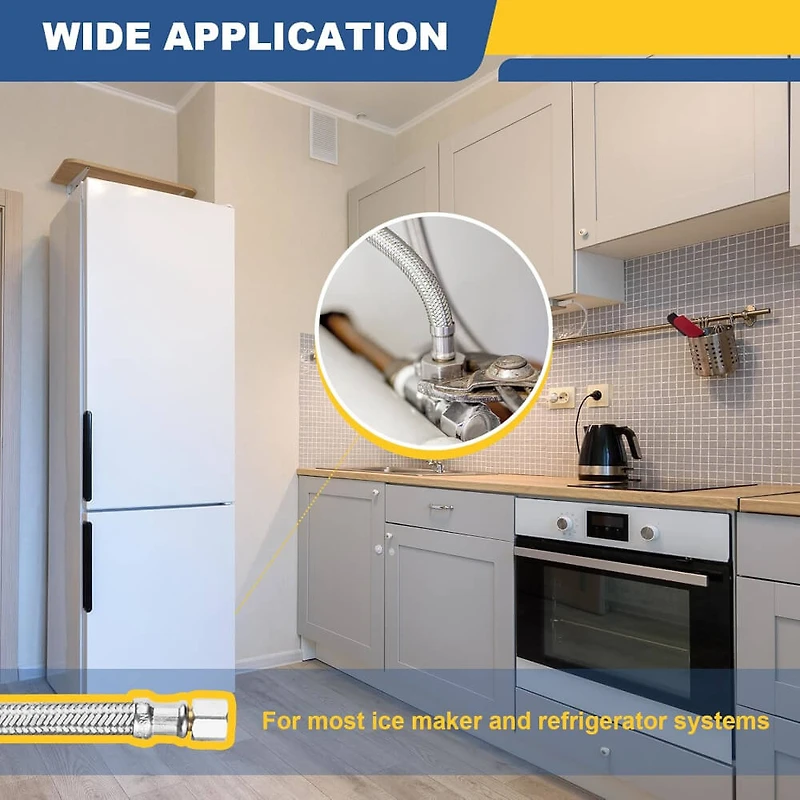 10 FT Stainless Steel Braided Refrigerator Water Line