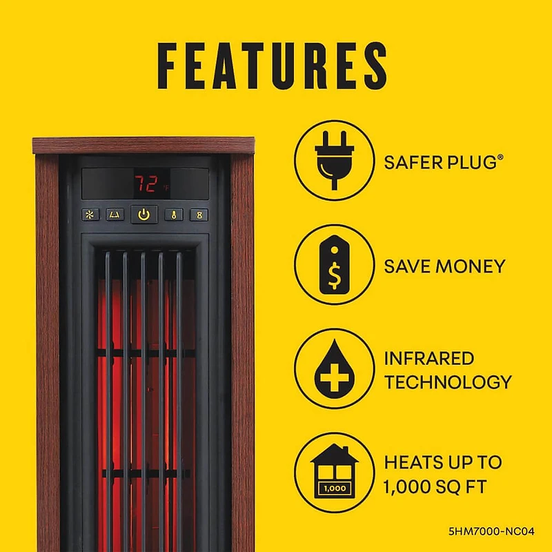 Oscillating Electric Tower Heater - Cherry - OPEN BOX