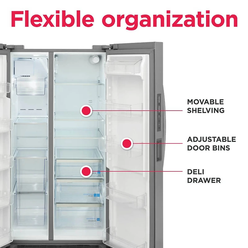 26 Cu. Ft. Stainless 2-Door Side-by-Side Refrigerator w/Internal Ice and Water
