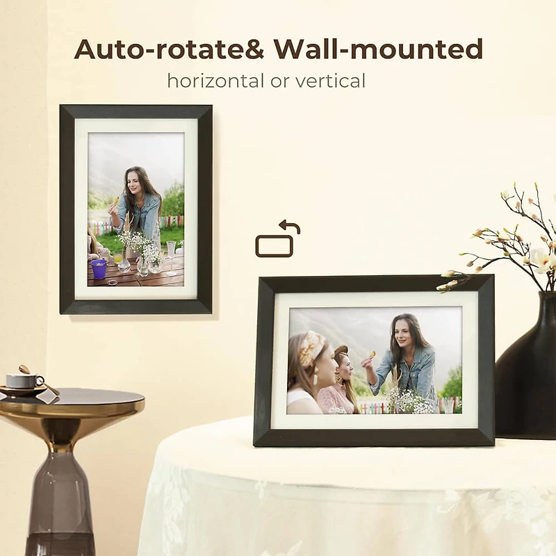 10.1 inch WiFi Picture Frame with Photo/Video Sharing - Black Woodgrain
