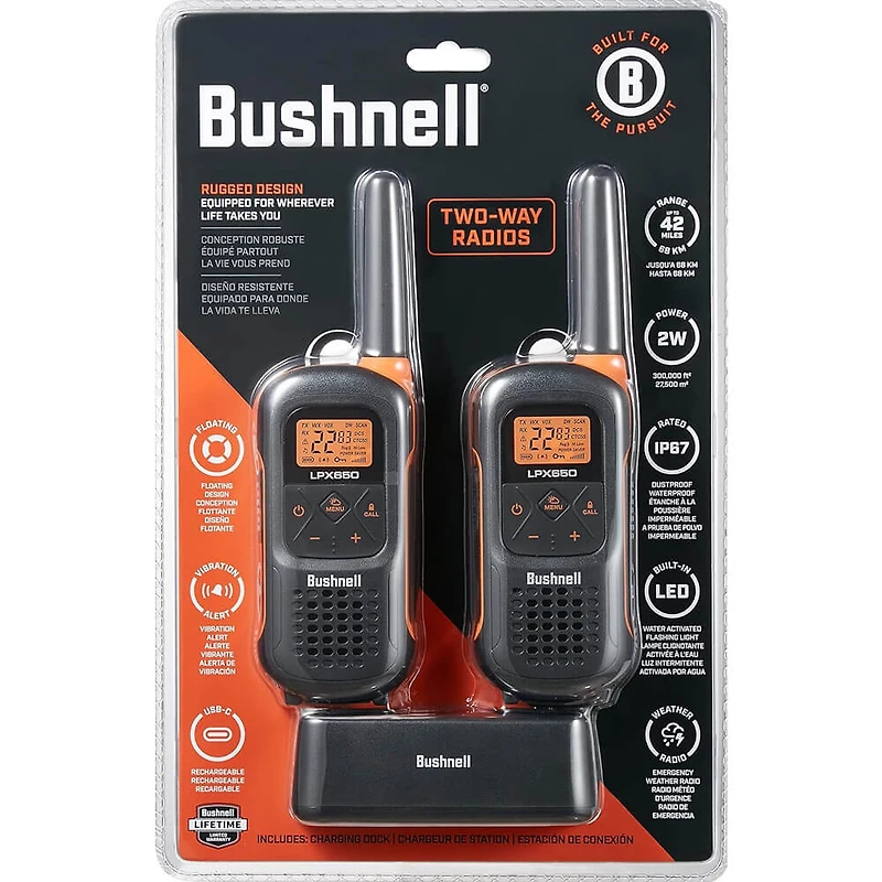 Waterproof Long Range 2-Way Radio Walkie-Talkies with Weather Radio