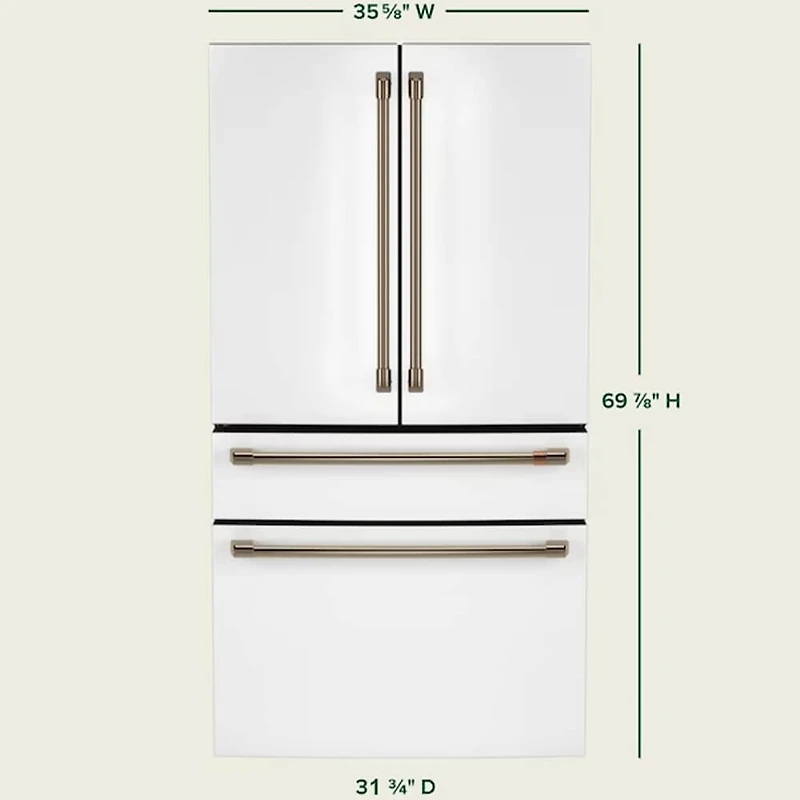 23.2 Cu. Ft. Matte White 4-Door Counter Depth French Door Refrigerator
